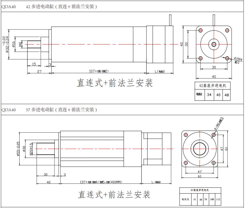 强得力QDA40系列伺服电动缸安装图纸