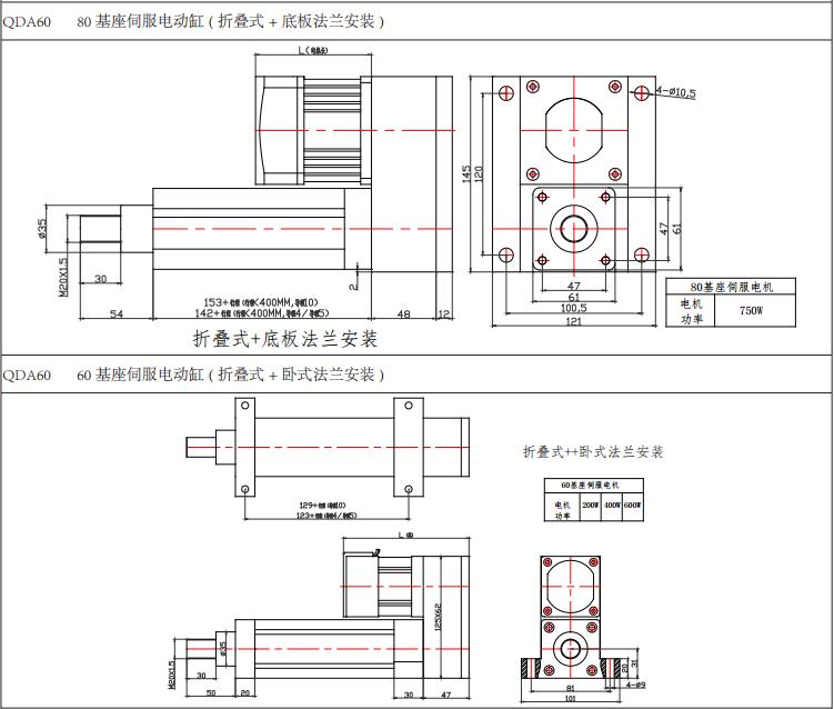 强得力QDA60伺服电动缸安装图纸